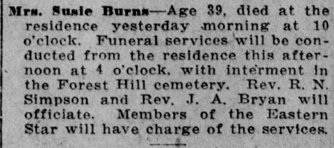 Susie Burns obituary